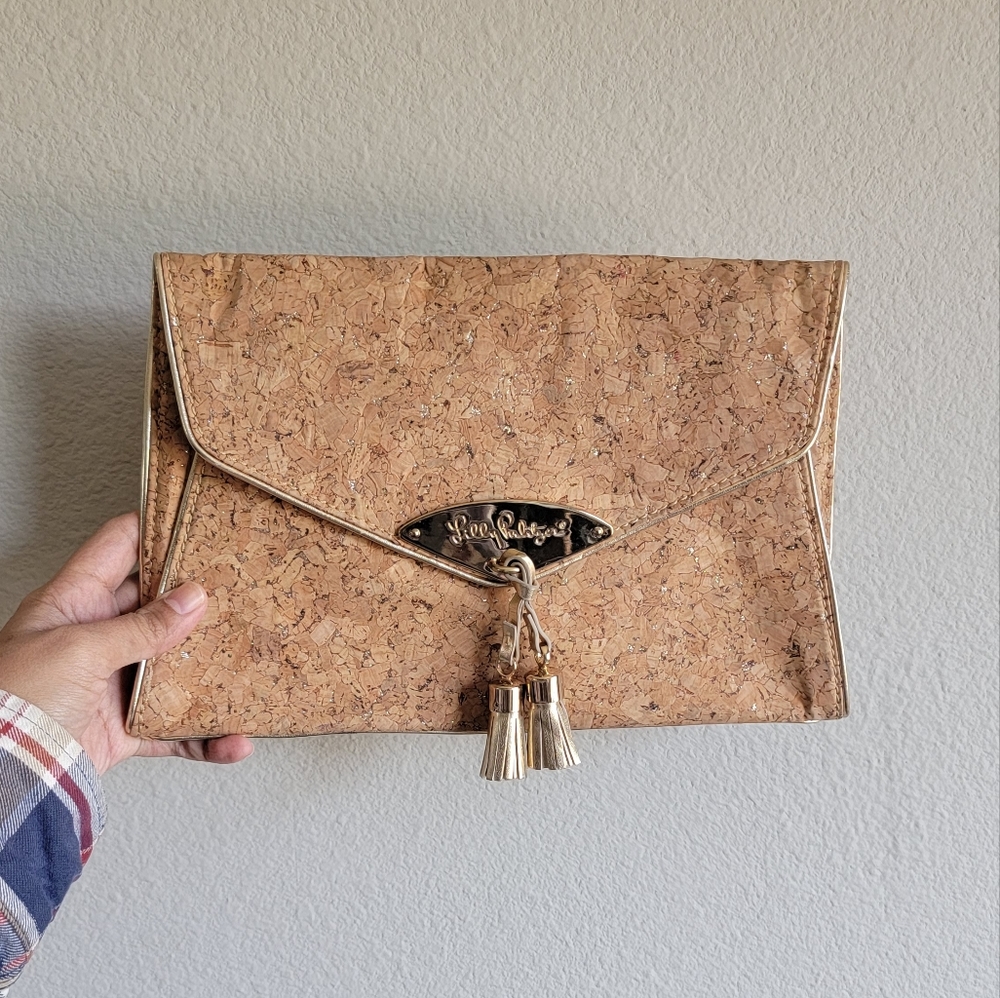 Lilly Pulitzer Cork Clutch with Gold Accents